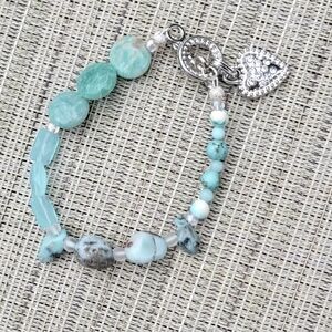 Caribbean Larimar/Turquoise Quartz/Aquamarine/Turquoise Bracelet